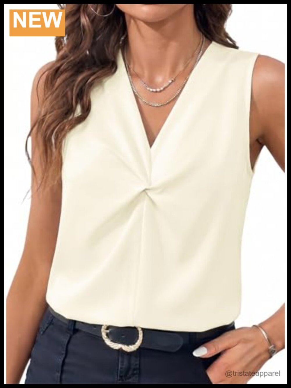 Dokotoo Womens Sleeveless V Neck Pleated Tank Top Blouse